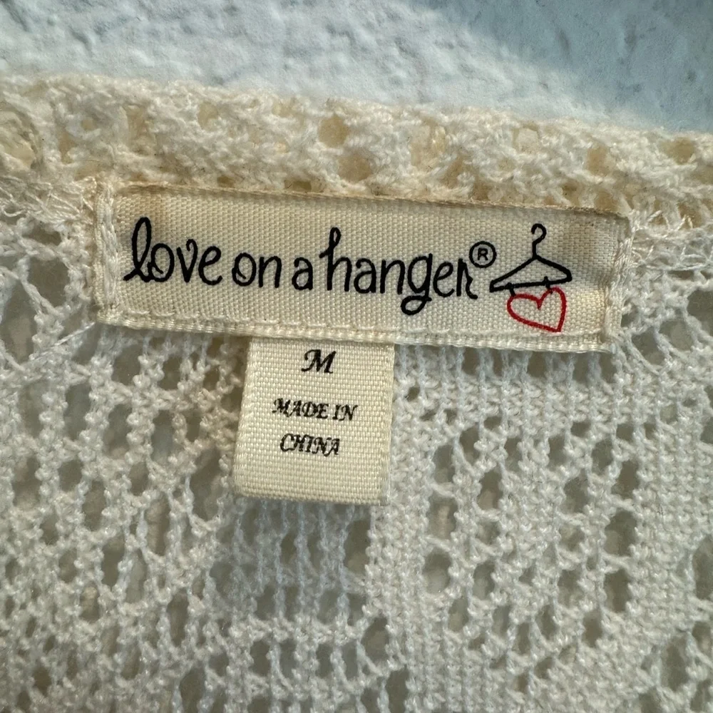Love on a hanger fringed tank cardigan in cream - size Medium